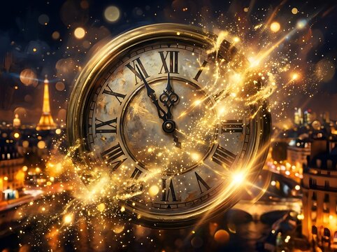 As the clock strikes midnight a dazzling display of fireworks illuminates the parisian skyline signaling the joyous arrival of a brand new