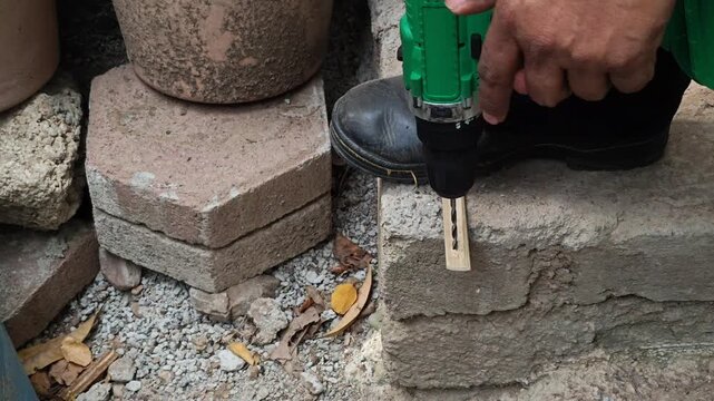 drilling bamboo with a green mini-drill