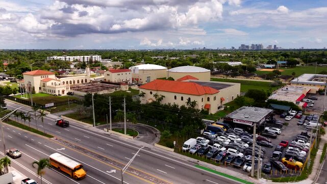 Aerial video of a water treatment plant