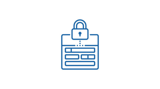 Padlock over data form icon symbolizes secure document processing and information privacy.
