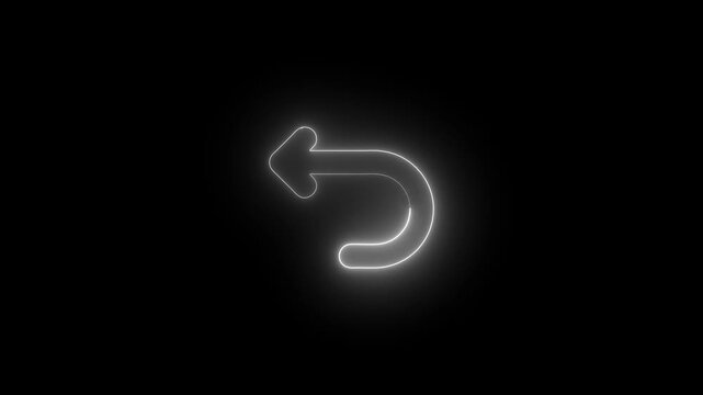 Glowing curved arrow icon animation for undo or back navigation on dark background