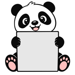 Cute Panda Holding Blank Sign Illustration © Совгіра Марина