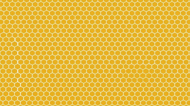 Yellow honeycomb hexagonal grid pattern with uniform cells, abstract geometric artistic design, 32K Revolutions