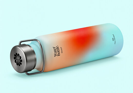 Sport Water Bottle Mockup Diagonal View