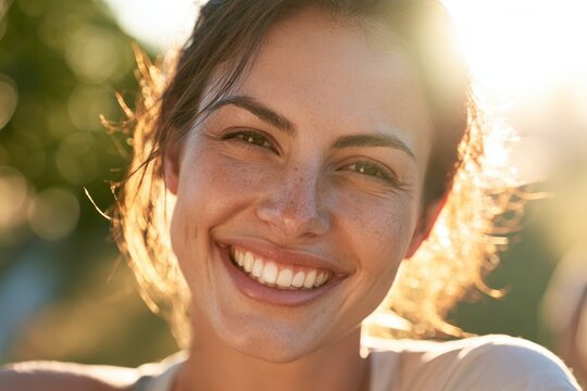 Cheerful portrait of a healthy young woman with a bright smile