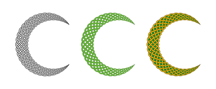 Celtic Knot Crescent Moon Islamic Design Element Vector Illustration
