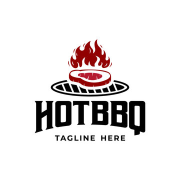 hot bbq grill logo design template