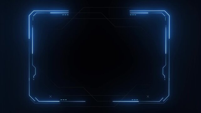 Glowing blue digital interface frame animation for professional video projects