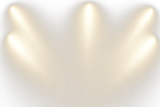 Gold spotlight stage background. Disco party projector light concert or show scene. Magic beam glow for nightclub or award winner with confetti glitter.	
