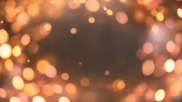Golden bokeh background with warm glowing lights, festive holiday glitter texture, soft blurred amber sparkles for celebration