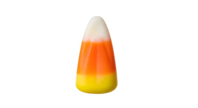 Single candy corn isolated on white background