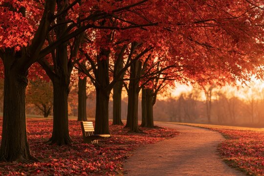 Cozy Fall Ambiance in the Park: Rustling Leaves, Warm Light, Scenic Path