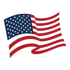 Fototapeta premium Waving American Flag USA National Symbol Vector Illustration Isolated