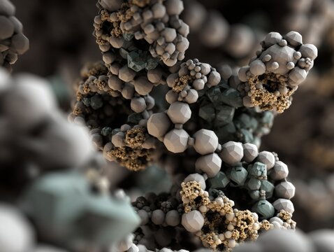 Detailed macro shot of abstract crystalline formations and geological minerals