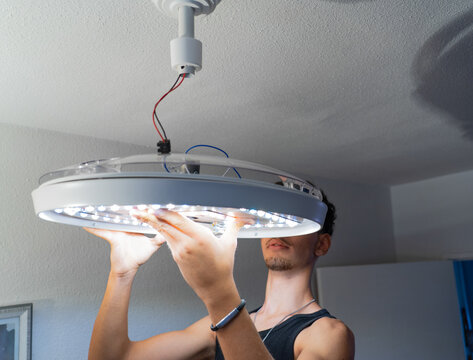 Installation of a Ceiling LED Lamp in a Modern Home