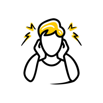 Headache vector illustration doodle hand drawn style isolated background.