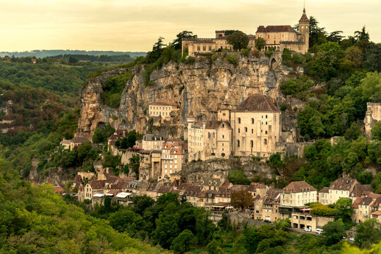 France, Rocamadour.  The beautiful town perched on the edge of a gorge above a tributary of the River Dordogne.  A pilgrimage site for devout Catholics.