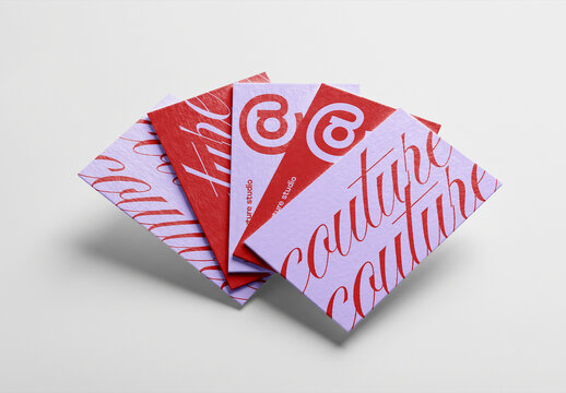 Fanned Business Cards Mockup on White Background
