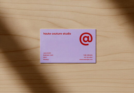 Business Card and Tent Card Mockup on Wood Table