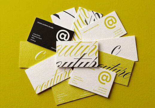 Business Cards Mockup on Solid Background