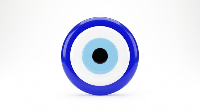 Blue nazar amulet evil eye charm isolated on white background provides protection against misfortune.