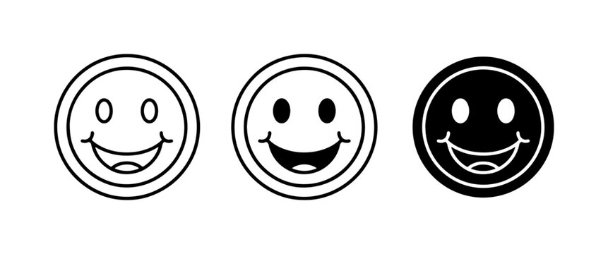 Happy Face Icons, Smiley Emoticons, Simple Smileys, Vector Graphics Set