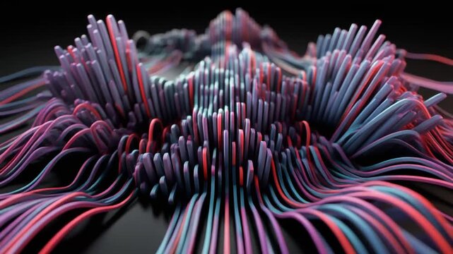 Abstract Data Visualization of Neural Network Connections or Sound Waves
