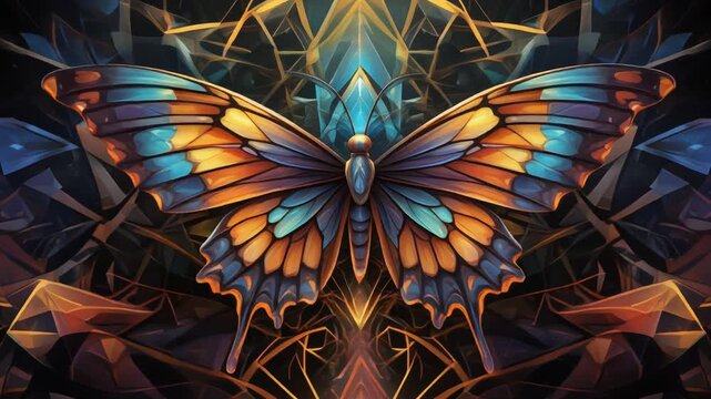 Abstract Geometric Butterfly Art with Vibrant Colors