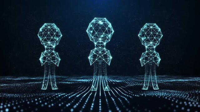 3D Futuristic Digital Humanoid Figures in Networked Data Grid