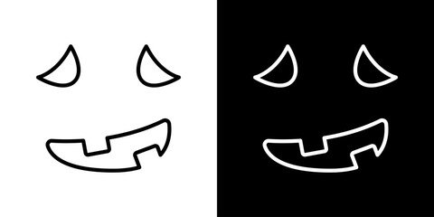 Fototapeta premium Jack-O-Lantern Face Line Icon Set. Halloween Pumpkin Carving, Spooky Expression, And Festive Decoration Outline Symbol Collection. Holiday Celebration. Editable Stroke. Isolated Vector Illustration