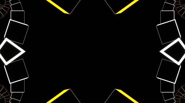 Orange and White Neon Futuristic Spiral Squares Kaleidoscope Background VJ Loop in 4K