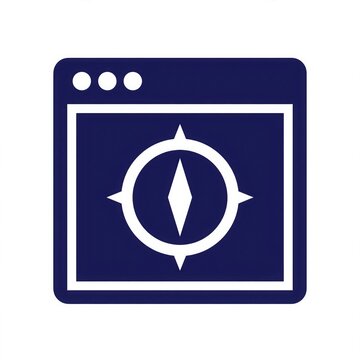 Blue Browser Window Icon with Compass Navigation Symbol