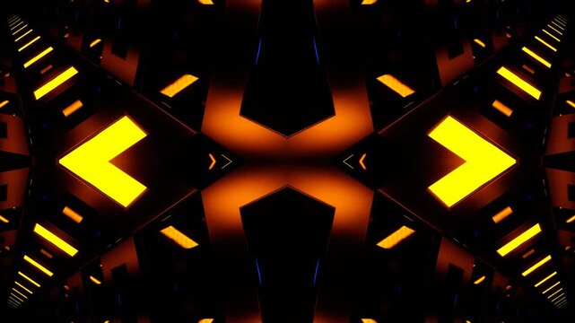Blue and Orange Mirrored Octagon Kaleidoscope Background VJ Loop in 4K