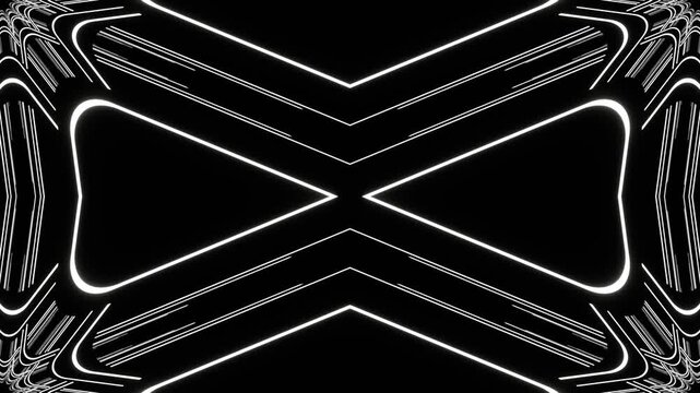 White Neon Line Kaleidoscope Background VJ Loop in 4K
