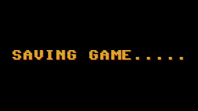 Saving Game Progress - Retro Pixel Art Style with Animated Dots, Indicating Game State
