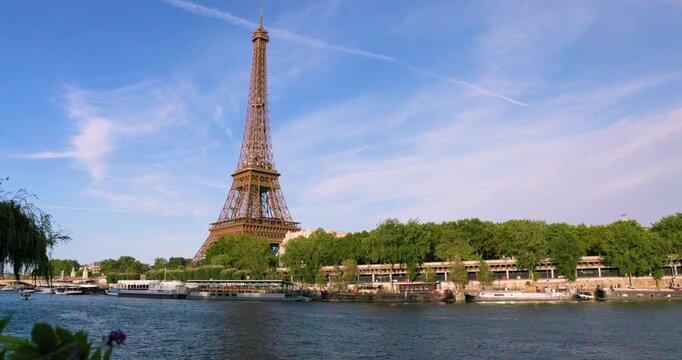 Scenic view of the Eiffel Tower and Seine river in Paris