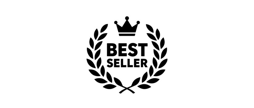 Best seller badge with laurel wreath and KING ICON