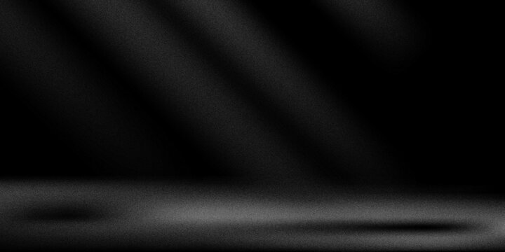 Limbo black background. Abstract dark gradient backdrop. Color wall of studio, room, stand for product display or photo. Modern banner with empty place for advertising text. Vector illustration.