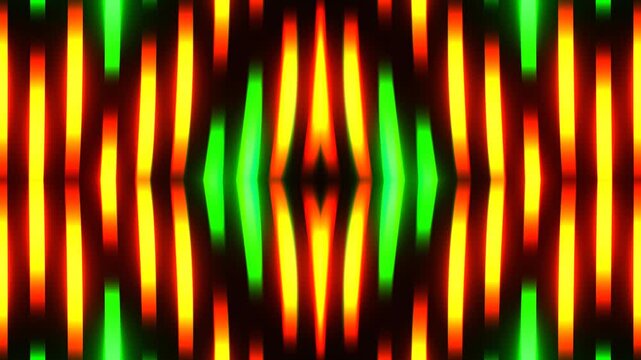 Green and Orange Neon Equalizer Effect Kaleidoscope Background VJ Loop in 4K