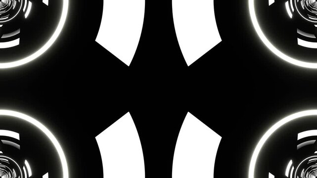 Black and White Abstract Spiral Light in Kaleidoscope Background VJ Loop in 4K