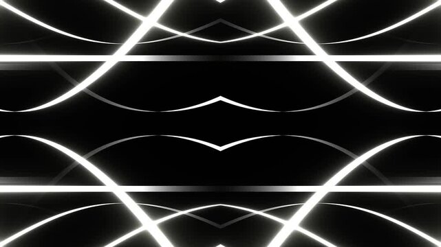 White Moving Neon Lines Kaleidoscope Background VJ Loop in 4K