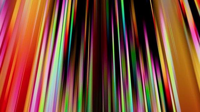 Looped animation of colorful neon lines rushing toward the viewer. Dynamic abstract motion background for speed, music, and digital visuals. 3D render motion.