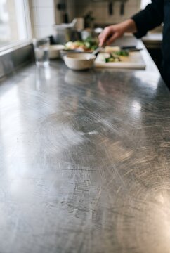 Stainless Steel Surface With Faint Polishing Swirls Premium Editorial Stock Image Physically Believable Textures Authentic Environment