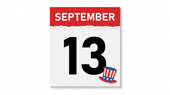 Calendar page marking September 13th, highlighting UNCLE SAM DAY with a patriotic hat, representing a national American observance