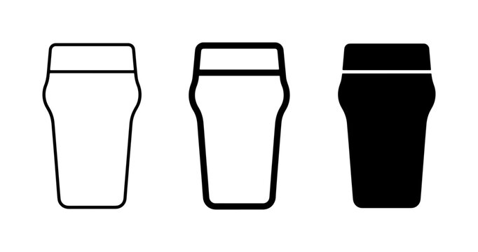 Pint Glass Icons: Outline, Filled, Silhouette Vector Set for Pubs, Bars, and Beverage Design
