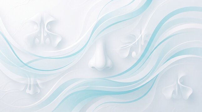 Human Nose and Nasal Anatomy Medical Illustration with Abstract Blue Waves