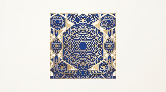 Traditional Judaic geometric tile pattern vector artwork