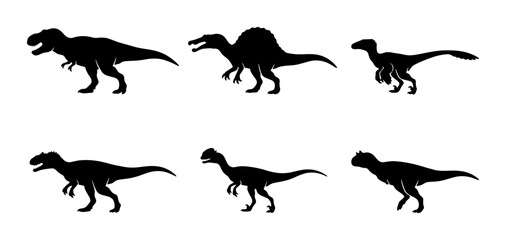 Fototapeta premium Dinosaur Silhouettes Collection: Prehistoric Reptile Icons for Jurassic Themes