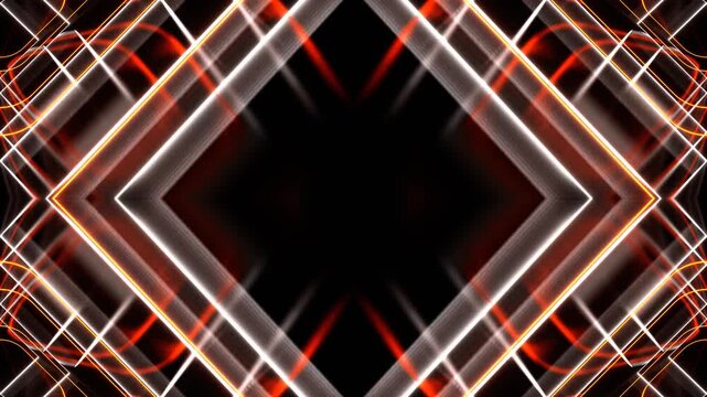 Orange and White Hypnotic Abstract Moving Kaleidoscope Background VJ Loop in 4K