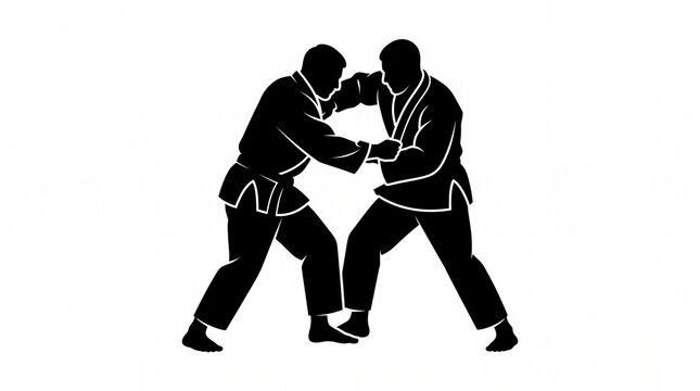 Judo Grappling Flat Silhouette